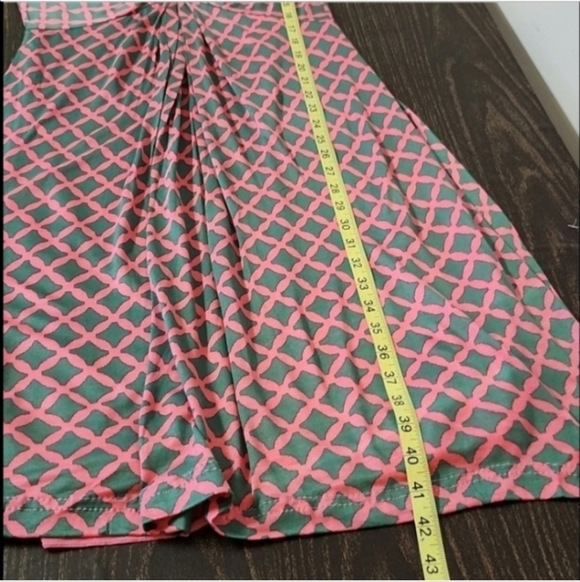Boden Midi Dress Size US 8 L Viscose Pink Green Jersey Knit Ruching Career - Picture 3 of 7